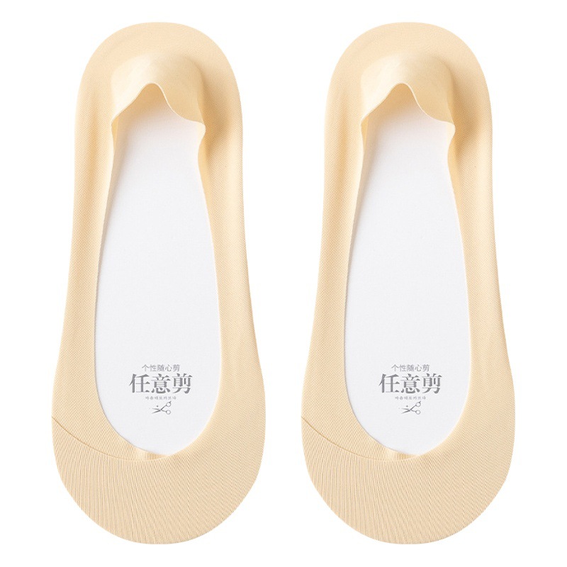 Calcetines de barco para mujer Calcetines de barco de seda de hielo de color sólido fino de verano Calcetines de sigilo ultrafino antideslizantes de silicona Calcetines Zhuji para mujer