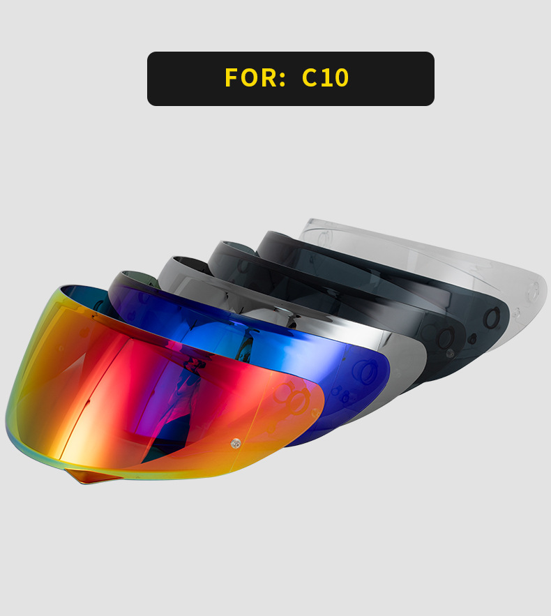 Motorcycle Helmet Hj-34P Lens Adapted to C10 Model Helmet Windproof and Uv-Proof Safety Lens Cross-Border