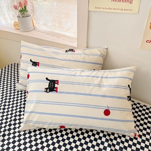 Cartoon cotton pillowcase a pair of 2024 spring cotton pillow cover 48x 74cm household single pillow cover wholesale