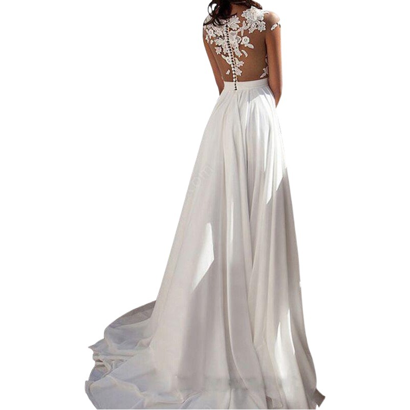 Comercio exterior europeo y americano nuevo vestido de novia de las mujeres Amazon deseo sexy encaje hendidura vestido de noche al por mayor