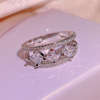 Fashionable zirconium, ring for St. Valentine's Day, European style, bright catchy style, Birthday gift