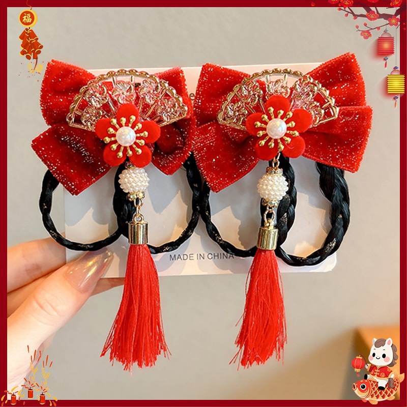Horquilla Infantil con Borlas Chinas Hecha a Mano para Año Nuevo y Hanfu