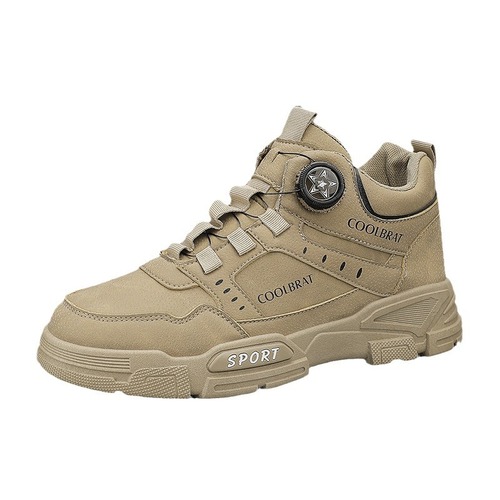  Autumn New Men's High-Top Thick Sole Casual Martin Boots with Rotating Button Outdoor Work Boots