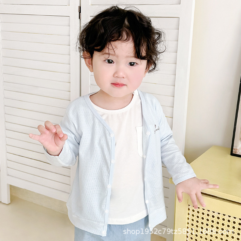 Ropa solar infantil de verano ropa delgada de algodón Cardigan chaqueta de aire acondicionado para niños niñas chaqueta de bebé image 10