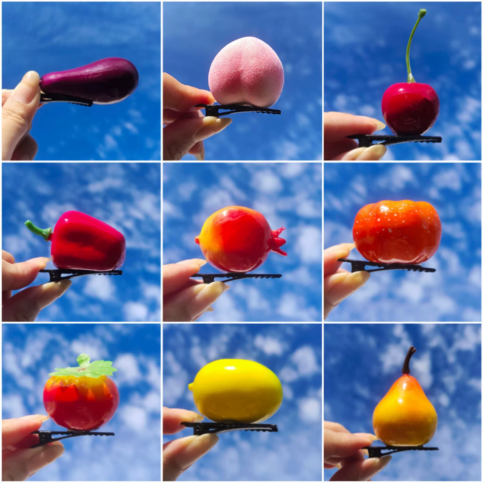 Женская заколка для волос с имитацией фруктов и овощей, милая и забавная заколка, сломанная заколка, популярный боковой зажим на лбу, зажим для головного убора