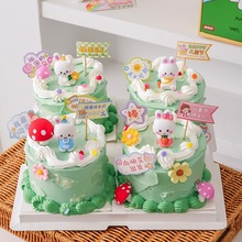 61儿童节卡通生肖动物蛋糕装饰摆件儿童女孩满月烘焙生日周岁插件