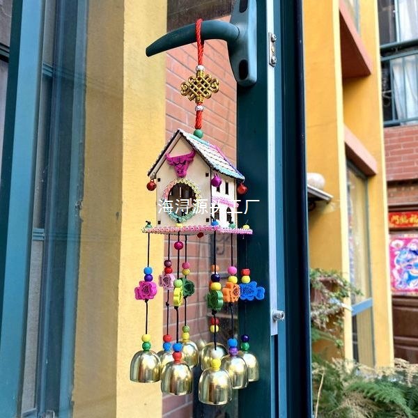 木屋风铃挂件可做墙饰壁挂民族特色餐厅茶艺馆装饰彩绘孔雀风铃
