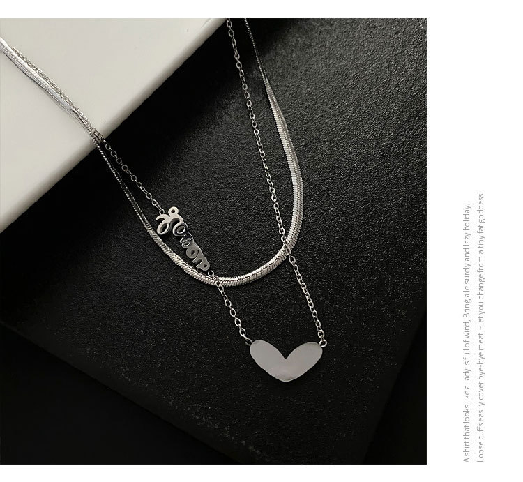 Fashion Letter Heart Shape Titanium Steel Plating Layered Necklaces 1 Piece display picture 3