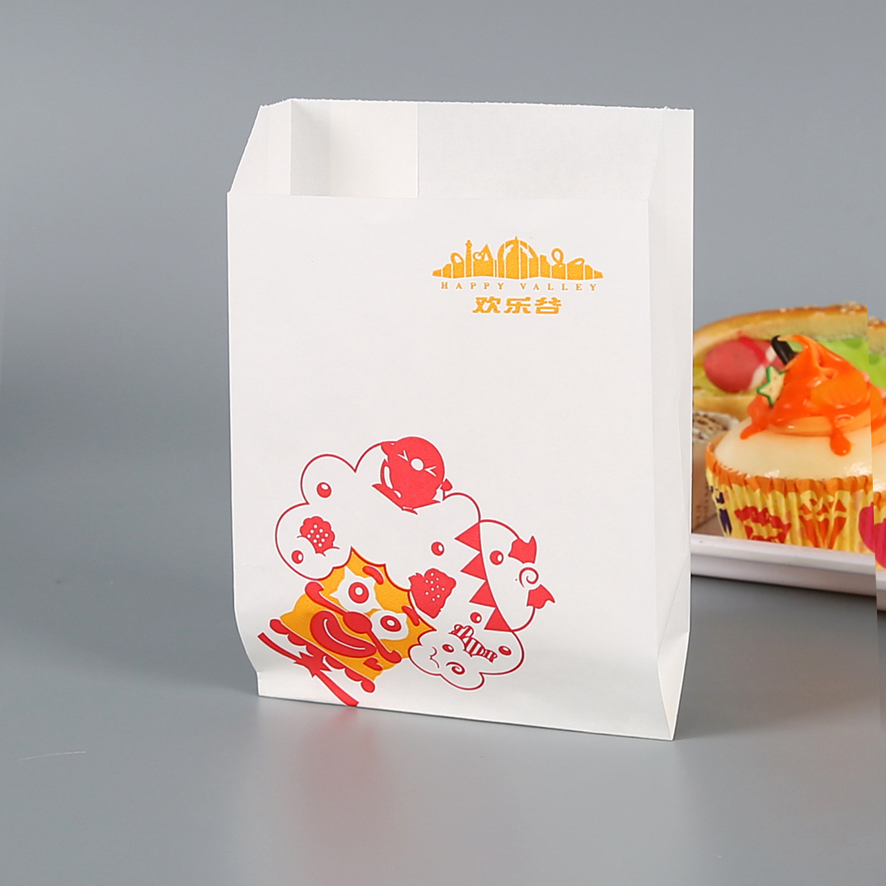 定制食品防油白纸袋 高低口小吃防油袋 炸鸡外卖烘焙面包鸡翅纸袋