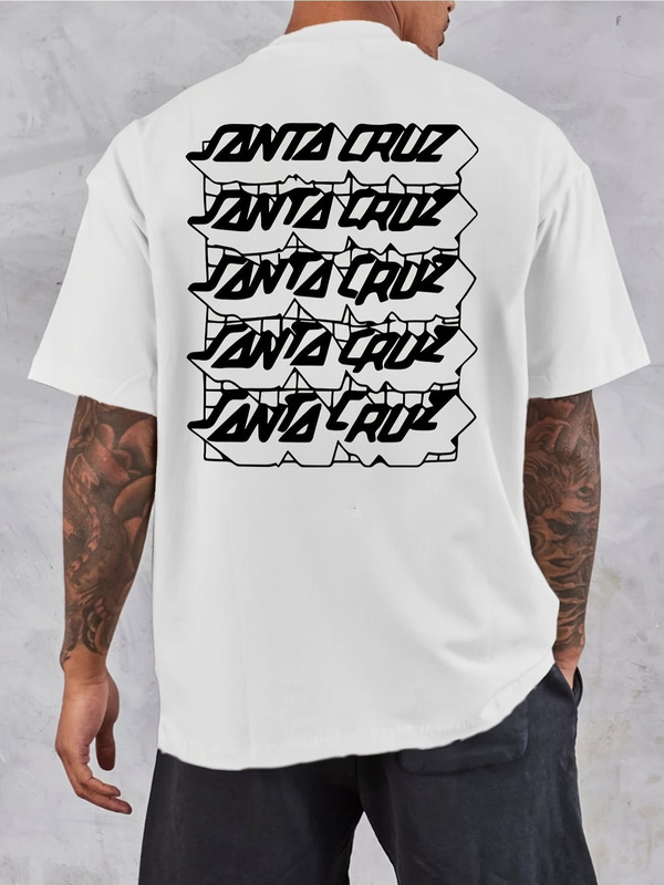 Santa Cruz Printed Cotton T-Shirt Men's Summer Casual Short Sleeve T-Shirt Top