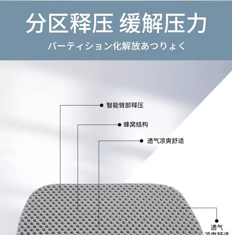 Car Gel Seat Cushion, Summer Office Chair Cushion, Anti-Butt Pain Seat Cushion, Honeycomb Silicone Cooling Cushion