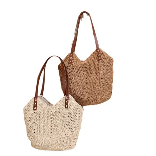 Cross-border supply single shoulder cotton woven bag new casual straw bag vacation style beach bag versatile niche women's bag