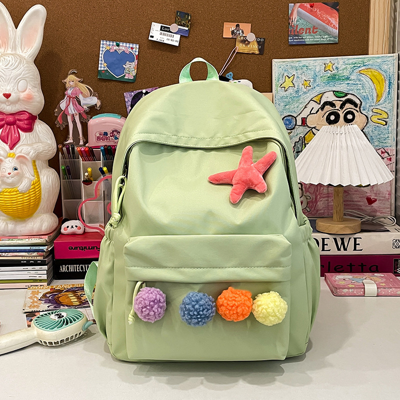 Mochila escolar femenina japonesa simple pequeña mochila fresca para estudiantes color puro todo fósforo casual estilo universitario niña mochila de viaje