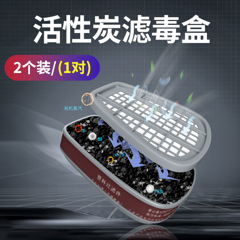 Máscara de gas de polvo químico KN95 media máscara pesticida formaldehído decoración máscara protectora de carbón activado caja de filtro