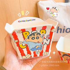 クレヨンしんちゃんポップコーンボウルセラミックかわいいフルーツサラダボウル高顔フライドチキンフライドポテトボウル子供用スナックボウル