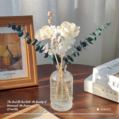 French embossed eternal flower flameless diffuser set, hotel home interior bathroom air freshener, gift set