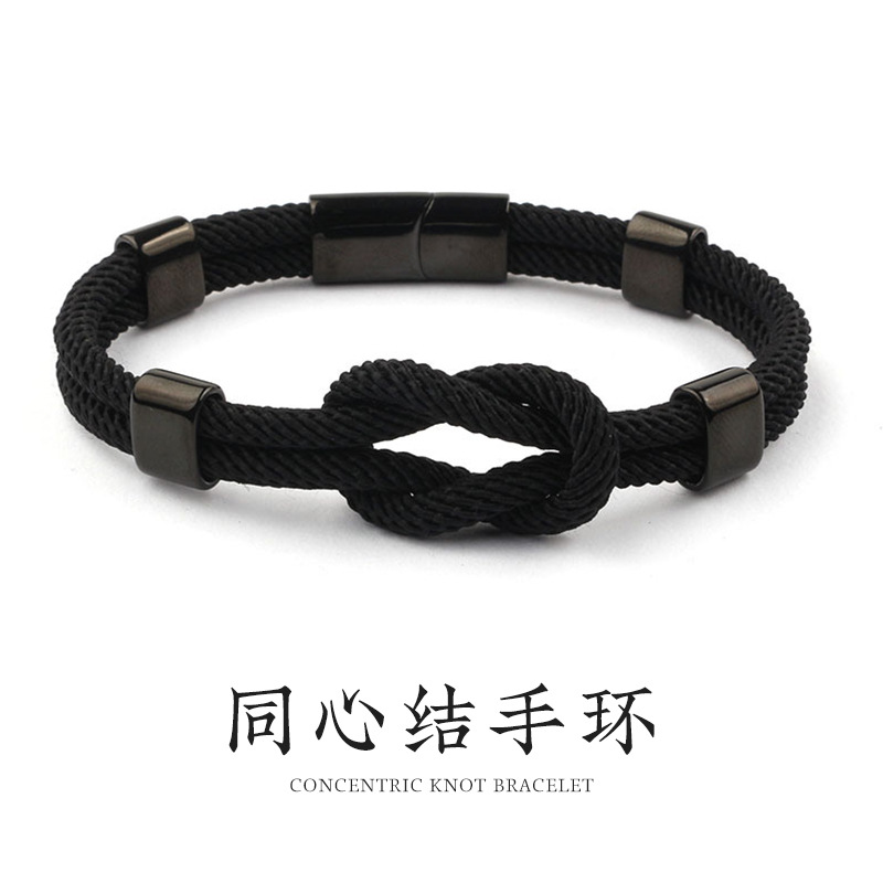 钛钢米兰手绳红绳子编织线手链男女情侣款同心结手链绳子时尚手环