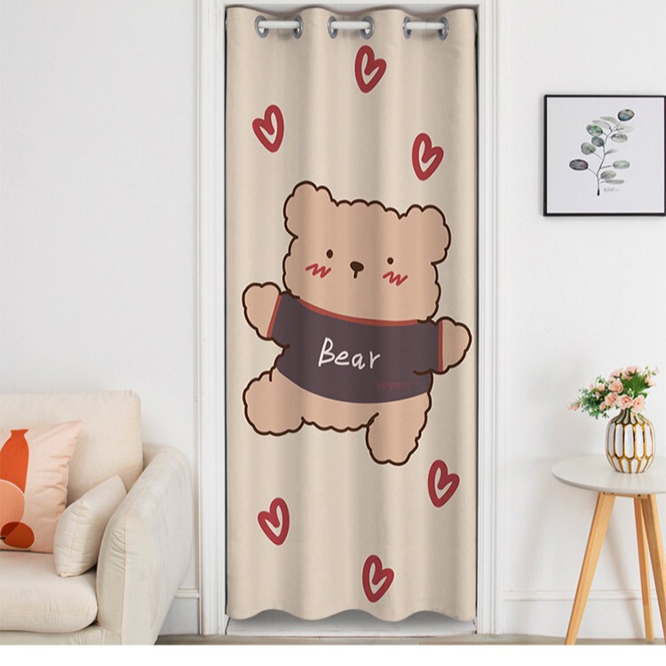 Factory New Cute Little Brown Bear Girl Children's Room Oil-proof Punch-free Door Curtain Fitting Room Partition Floor Curtain Factory New Cute Little Brown Bear Girl Children's Room Oil-proof Punch-free Door Curtain Fitting Room Partition Floor Curtain