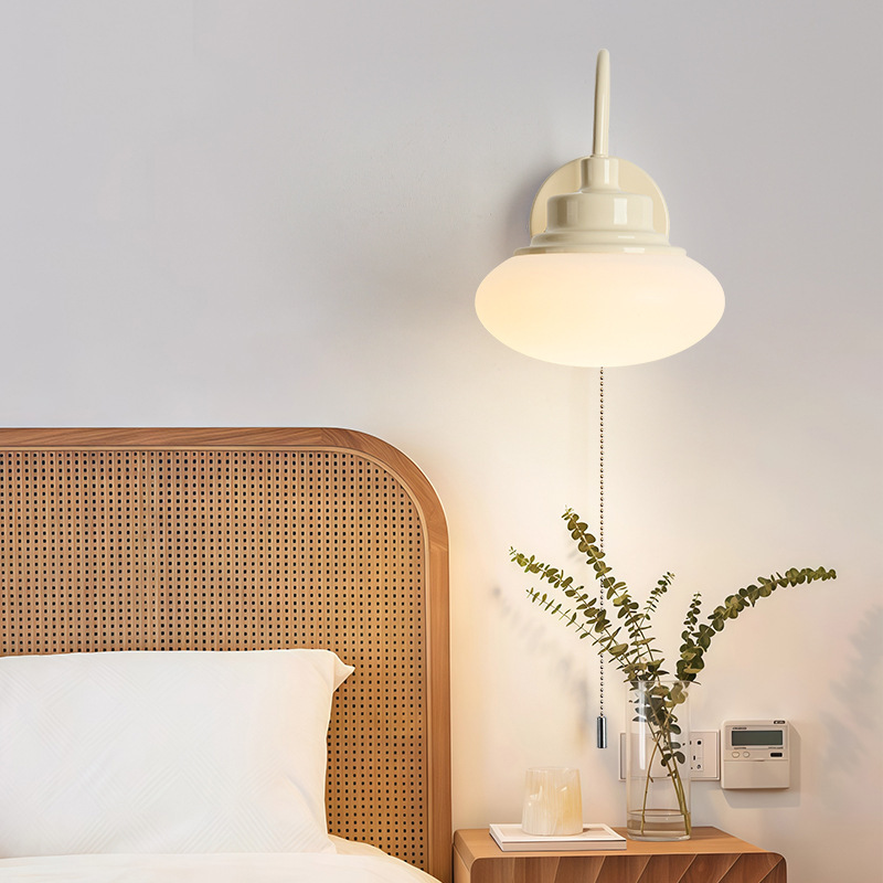 Viento de nuez de estilo japonés lámpara de pared de fondo retro dormitorio cables colgantes modernos lámparas de fondo chino pared