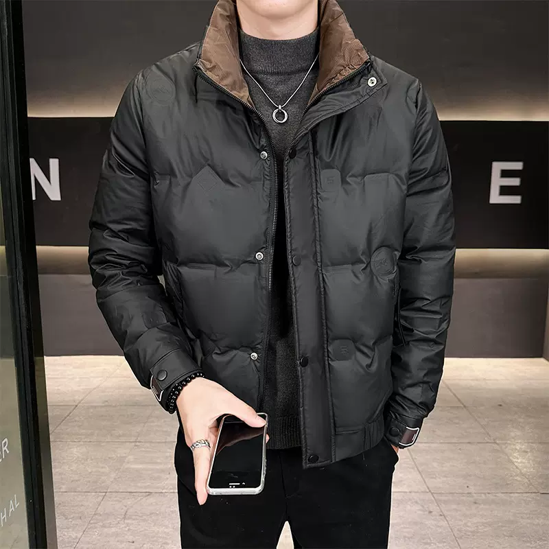 2025冬季新款休闲立领拼色羽绒服男士保暖上衣短款外套批发 厂拍