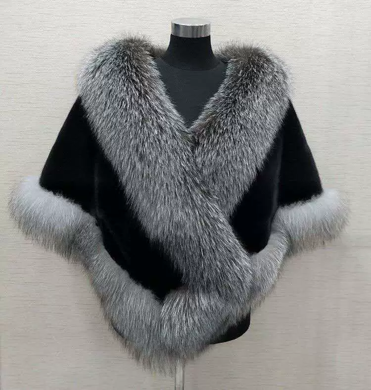 Зимний плащ с меховой отделкой, one size, на мать невесты, делюксовая версия