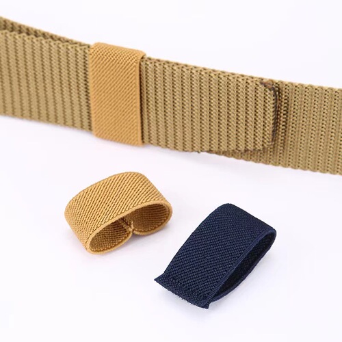 Canvas twill elastic belt loop strap ring loose fit pants belt tail clip woven strap accessory nylon strap small loop