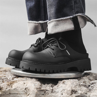 Men's Summer Casual Retro Height-Increasing Closed-Toe Slippers British Style Black Wide-Foot Trendy 18889-J