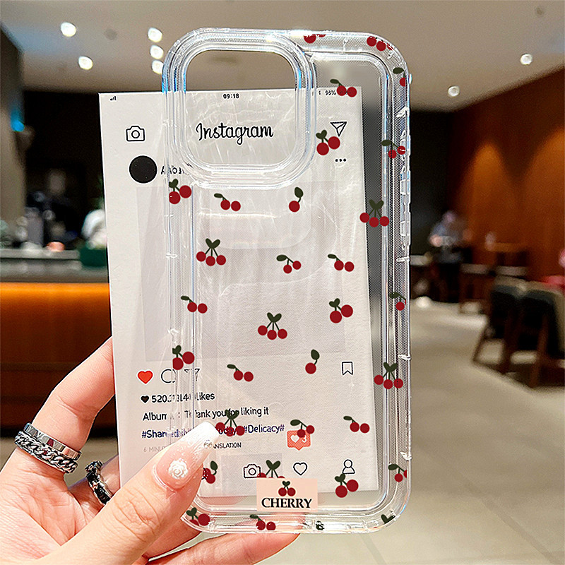 Label Little Cherry Is Suitable for Apple 17 Pro Max Phone Case, 16 Transparent, 15 Airbag, 14 European and American Style, 13 Cross-Border Trendy