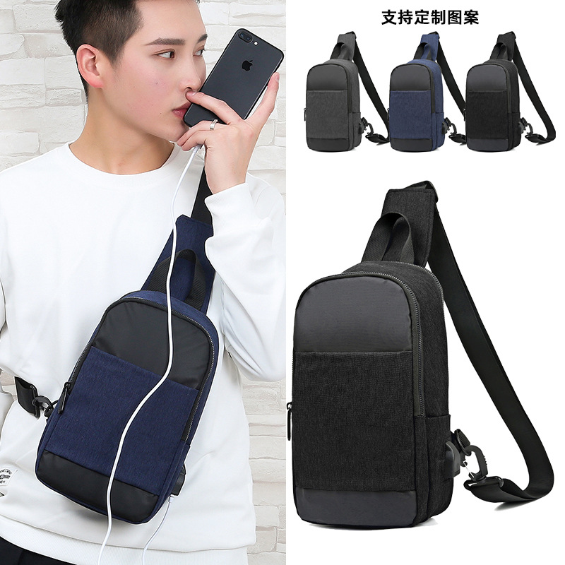 Chest backpack men's large messenger bag multi-layer shoulder bag casual female student sports fashion brand chest bag printed logo