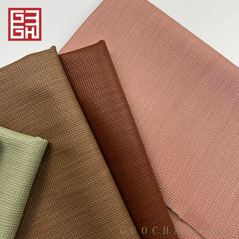 Semi-PU artificial leather woven summer woven leather linen pattern three-dimensional embossed handbag leather goods soft bag sofa decorative leather