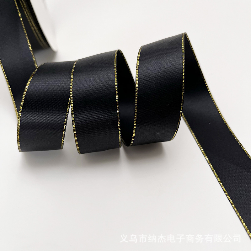 블랙 리본 4CM 롤 DIY 활 장식 프놈펜 양면 리본 2.5 집중 단색 새틴