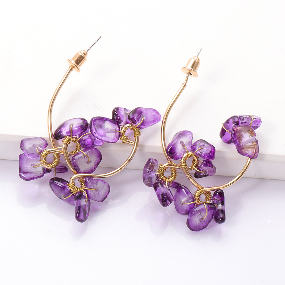 Fashion Stone Flower Geometric Resin Earrings Wholesale display picture 1