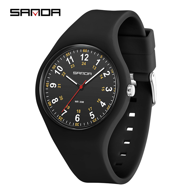 SANDA reloj femenino temperamento minimalista estudiantes de primaria luz nocturna impermeable silicona reloj de cuarzo reloj de comercio electrónico reloj en línea