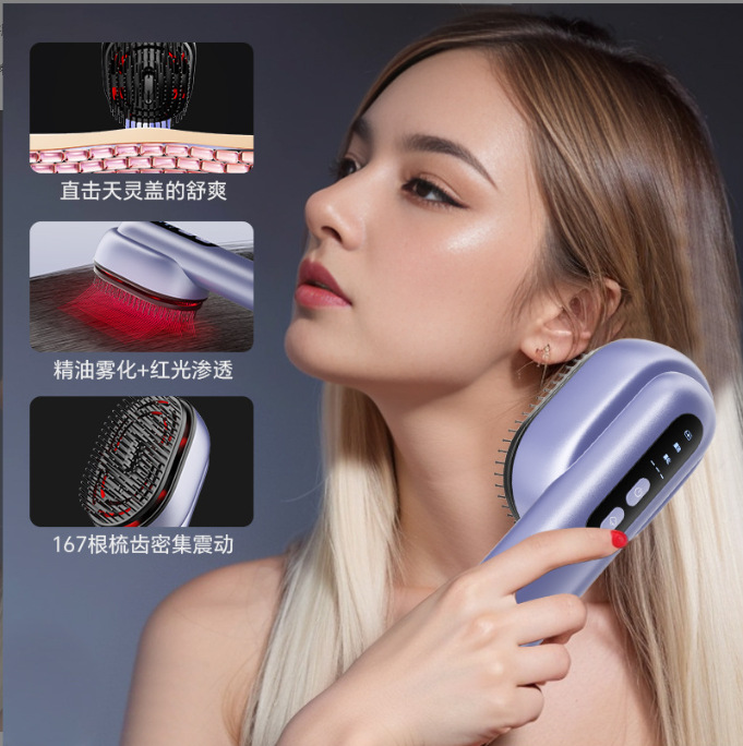 Cross-Border Scalp Massage Comb, Electric Scalp Liquid Guide Comb, Red Light Hair Health Care Comb, Essential Oil Atomization Hair Care Device