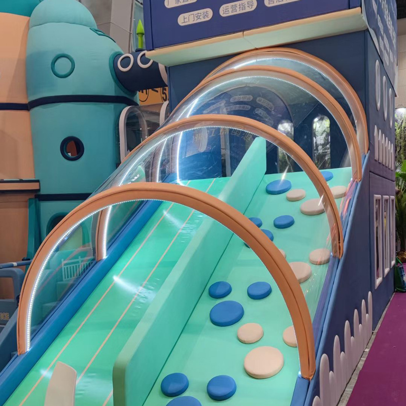 实力工厂亚克力透明罩亲子餐厅滑梯儿童游乐园玻璃隧道高透明材质