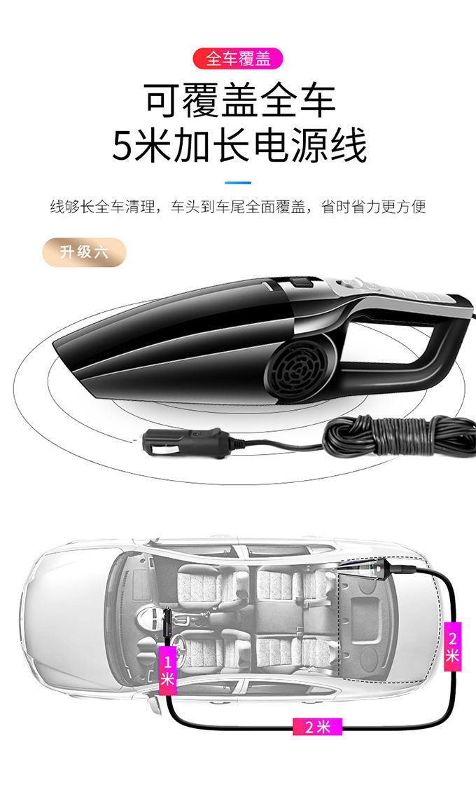 L5U car powerful large suction vacuum cleaner for small 12V household car high power wet and dry