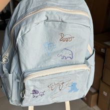 2024新款原创拼色卡通动物双肩包女初高中学生书包电脑旅行背包