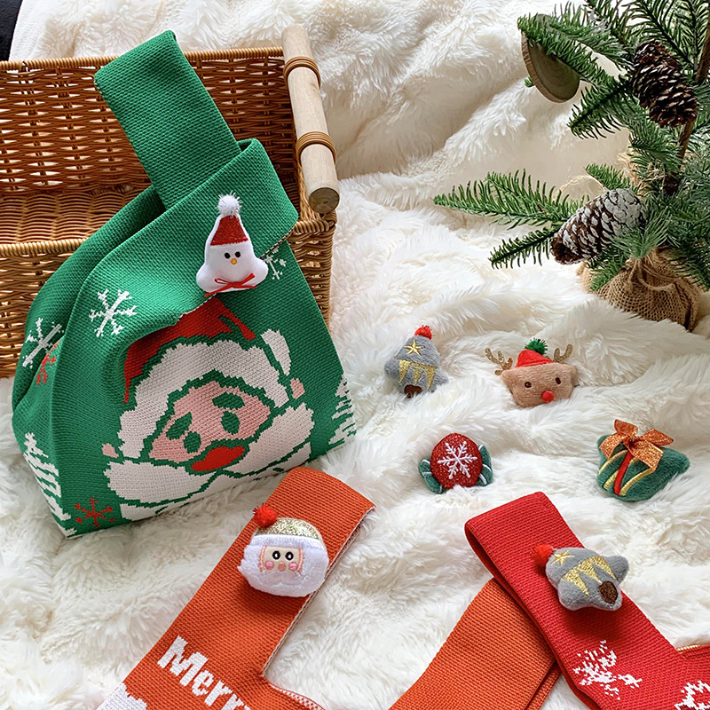 Bolsa de hombro de punto para mujeres Navidad Noche de Navidad versátil bolsas de mano de gran capacidad bolsas de regalo de manzana al por mayor