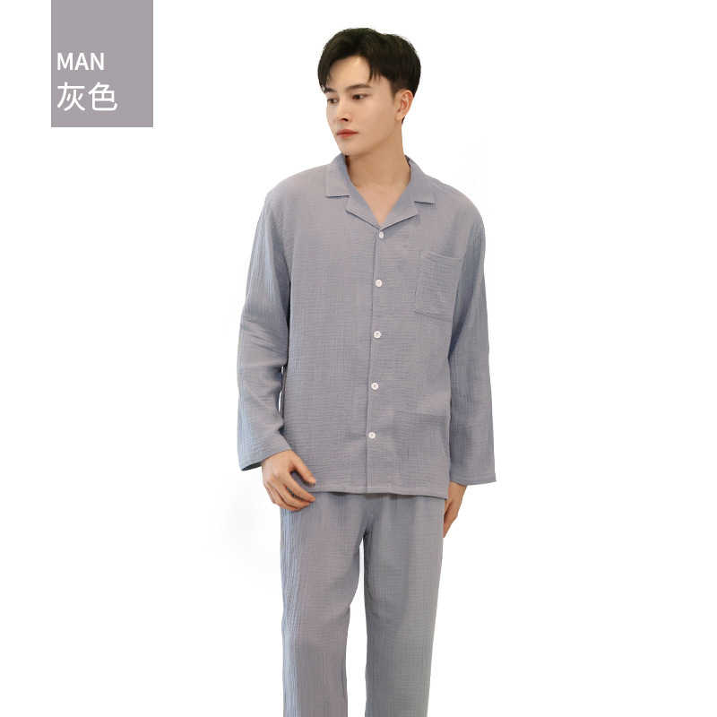 Pijamas de algodón de manga larga de las mujeres de primavera y otoño 2022 nueva de dos piezas larga suelta pareja casual ropa para el hogar