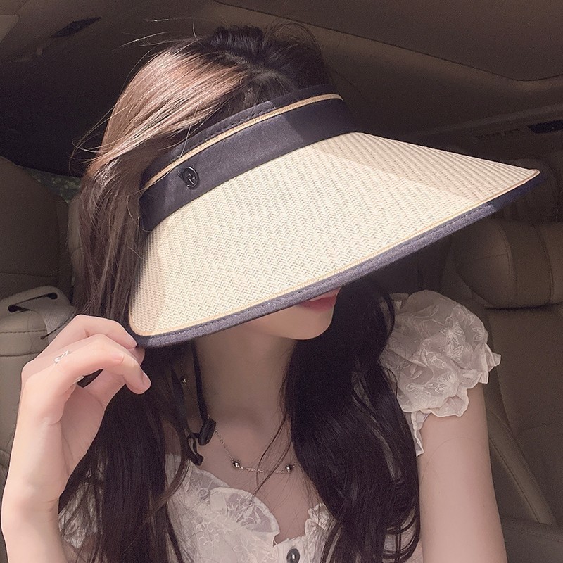 中空帽子女性の夏の日焼け止め麦わら帽子抗 UV 大きなつばサイクリングロールアップ収納サンハット UV サンハット|undefined