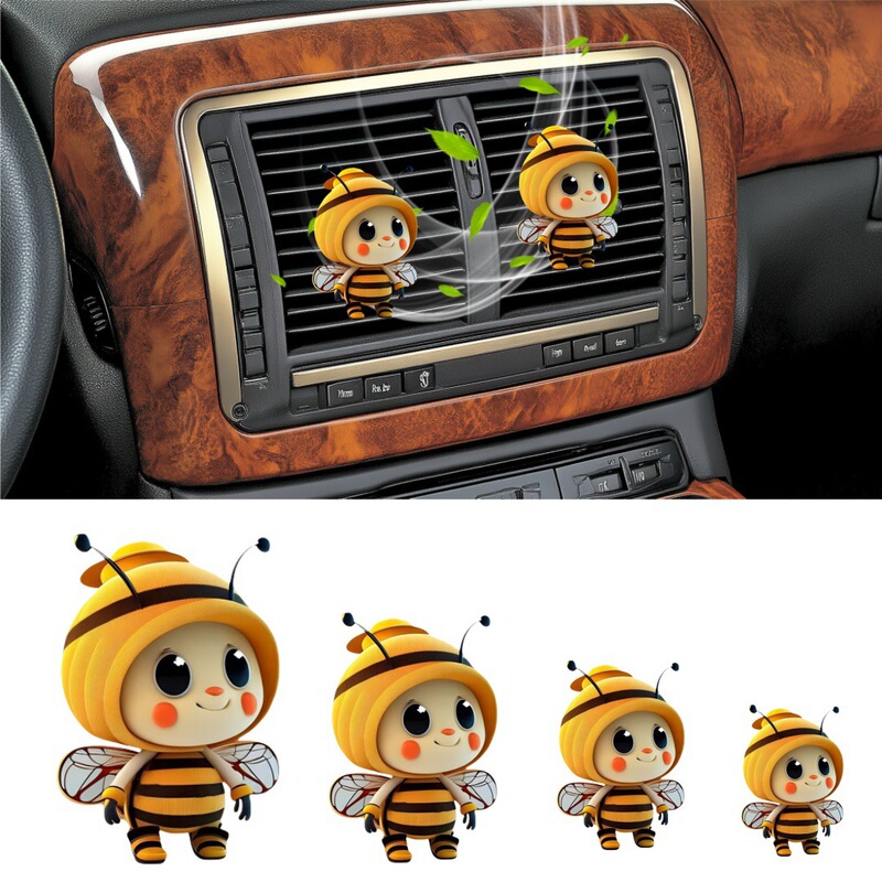 Cute Cartoon Bee Car Air Outlet Fan Decoration Cool Car Accessories Bee Festival Decoration