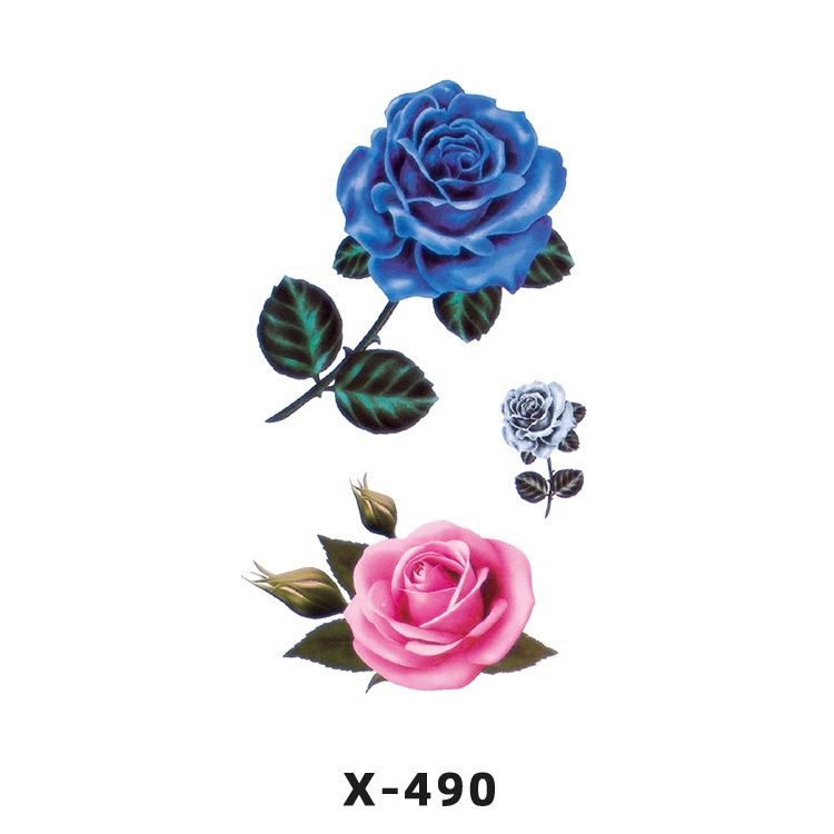 Arco de flor pequeña pegatinas de tatuaje fresco 3D dibujos animados transfronterizo Henna rosa impermeable texto en inglés pegatinas de tatuaje