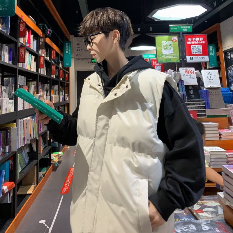Otoño y invierno estilo coreano chaleco de moda masculino y femenino de cuello de algodón delgado bf grueso chaleco de hombro caliente chaqueta de clip de caballo