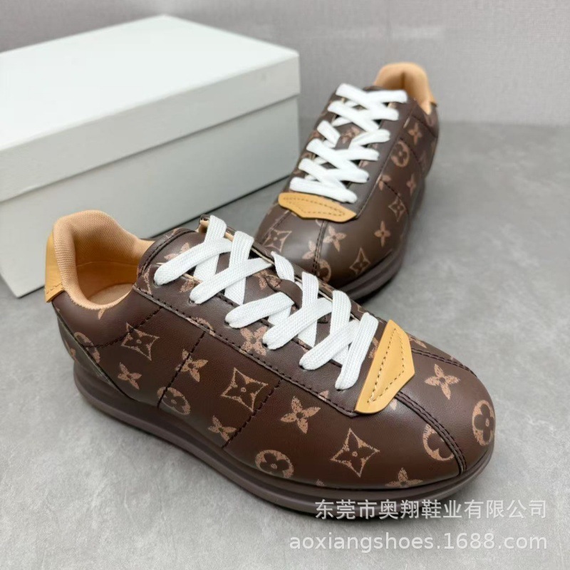 工厂高定无标真皮呆萌可爱小胖丁厚底增高阿甘运动休闲面包女鞋25|undefined