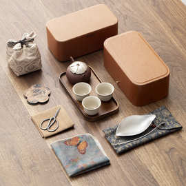 家用一壶三杯干泡盘功夫茶具套装便携式旅行茶具礼盒伴手礼送长辈