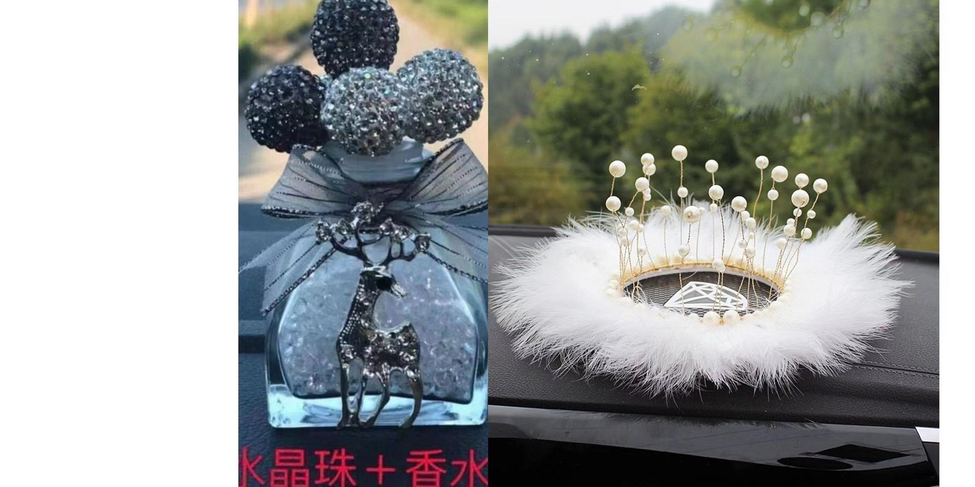 Diamantes de cerámica roja creativa adornos de automóviles de ciervo adornos de automóviles de automóviles adornos de automóviles de plumas diosas