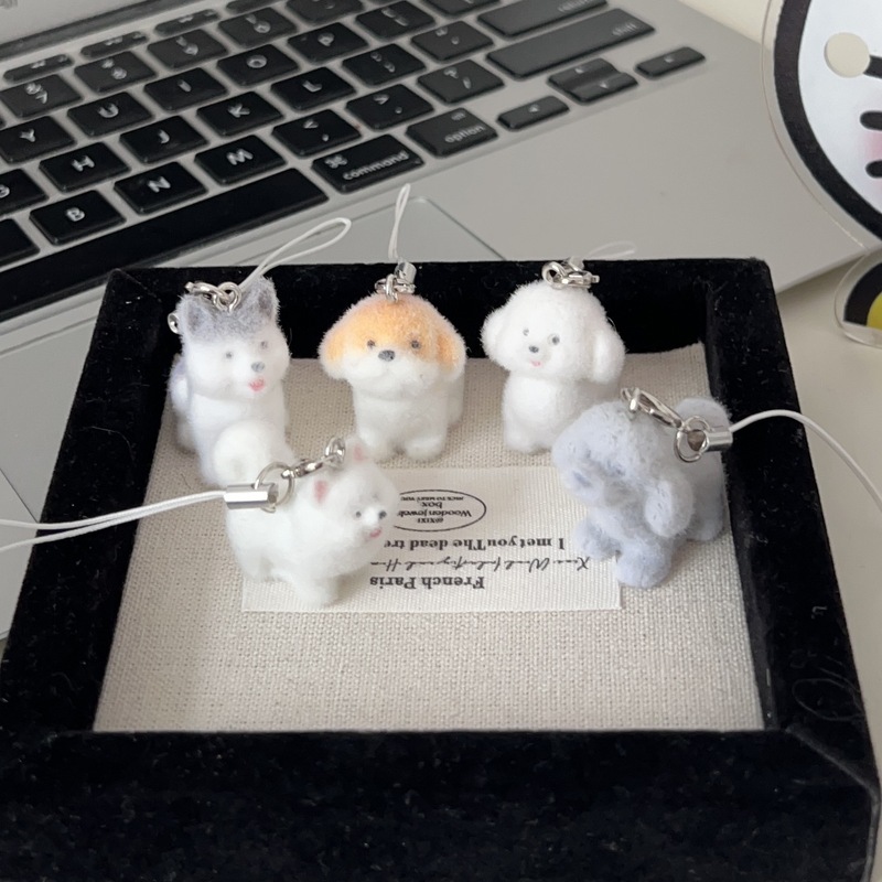 立体的なかわいい植毛子犬楽しいキーホルダー漫画甘いバッグペンダントカップル親友ギフトアクセサリー|undefined