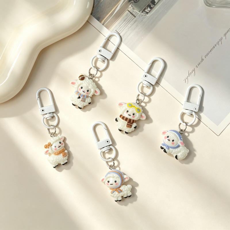Creative cartoon sheep year keychain, a high-end gift for best friends, a cute bag charm, and a student backpack accessory, available for wholesale