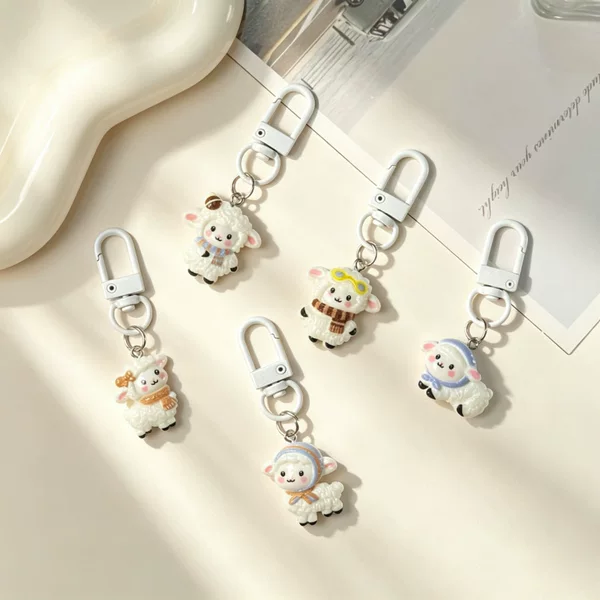 Creative cartoon sheep year keychain, a high-end gift for best friends, a cute bag charm, and a student backpack accessory, available for wholesale