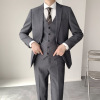 韩版修身潮男士西服三件套纯色商务休闲西装套装上班职业青年简约|ms